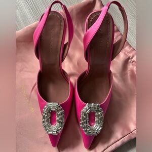Amina Mauddi Pink Slingback Heels with Embellished Buckle
